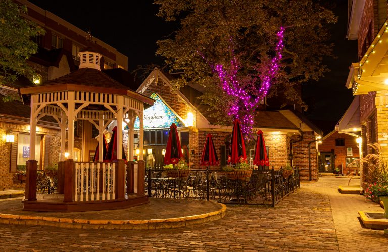Burlington's The Village Square at Night